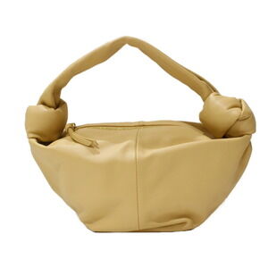Bottega Veneta Double Knot Handle Bag Beige Tan Leather